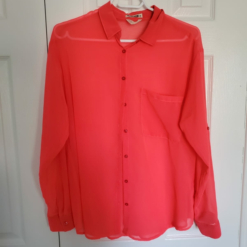 Garage Sheer Hot Pink Blouse